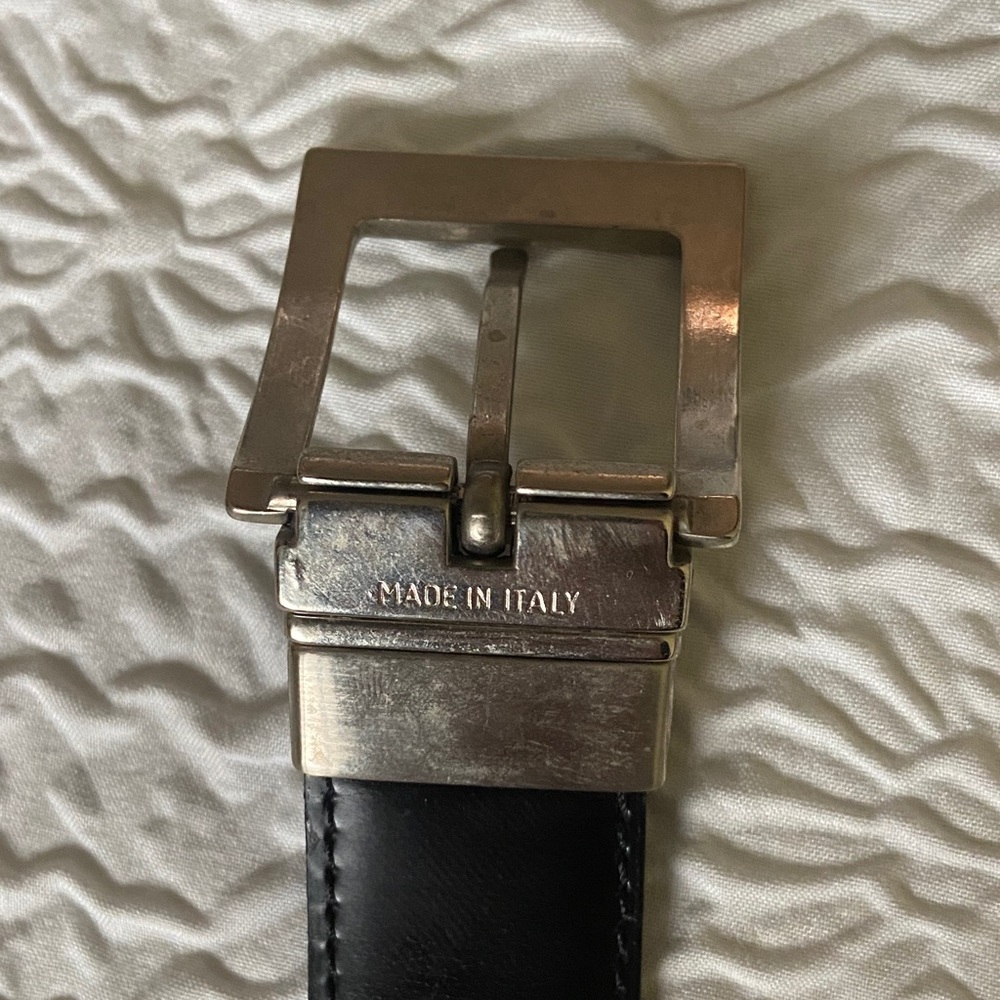 Yves Saint Laurent Dark Red Leather Belt with Silver Buckle - Picture 4 of 9